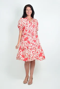 One Summer Eloise Puff Sleeve Button Up Dress in- Knee Length Dresses | Short Sleeved Dresses