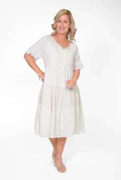 Orientique Emma Organic Cotton Short Sleeve Dress in- Knee Length Dresses | Organic Cotton Clothing