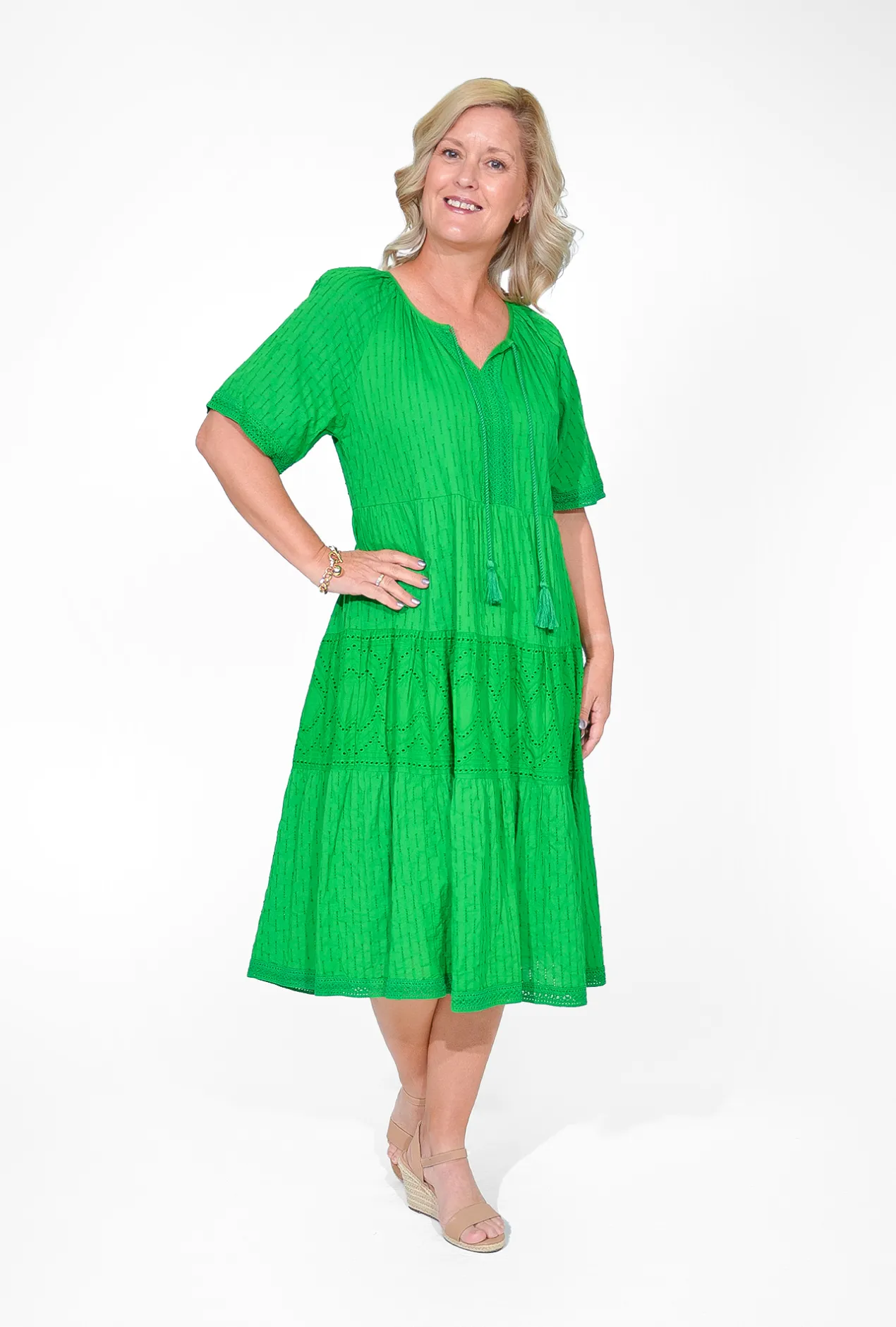 Orientique Emma Organic Cotton Short Sleeve Dress in- Knee Length Dresses | Organic Cotton Clothing