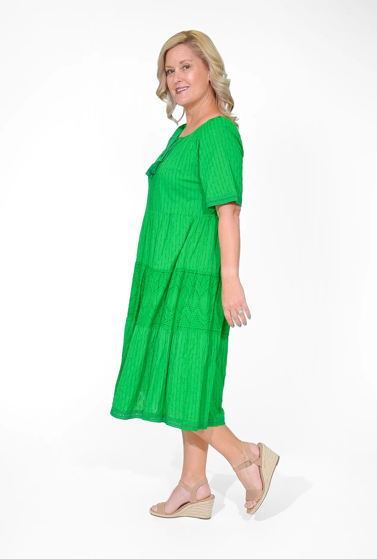 Orientique Emma Organic Cotton Short Sleeve Dress in- Knee Length Dresses | Organic Cotton Clothing