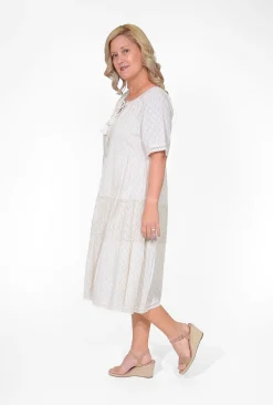 Orientique Emma Organic Cotton Short Sleeve Dress in- Knee Length Dresses | Organic Cotton Clothing