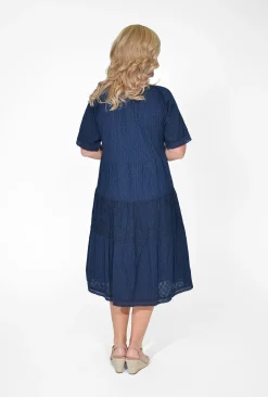 Orientique Emma Organic Cotton Short Sleeve Dress in- Short Sleeved Dresses | Knee Length Dresses