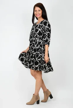 Fira Esme 3/4 sleeve Short Smock Dress- Above Knee Dresses | Short Sleeved Dresses