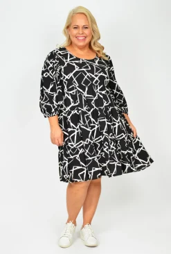 Fira Esme 3/4 sleeve Short Smock Dress- Above Knee Dresses | Short Sleeved Dresses