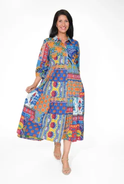 Orientique Francesca Organic Cotton Collar Dress in- Long Sleeved Dresses | Organic Cotton Clothing