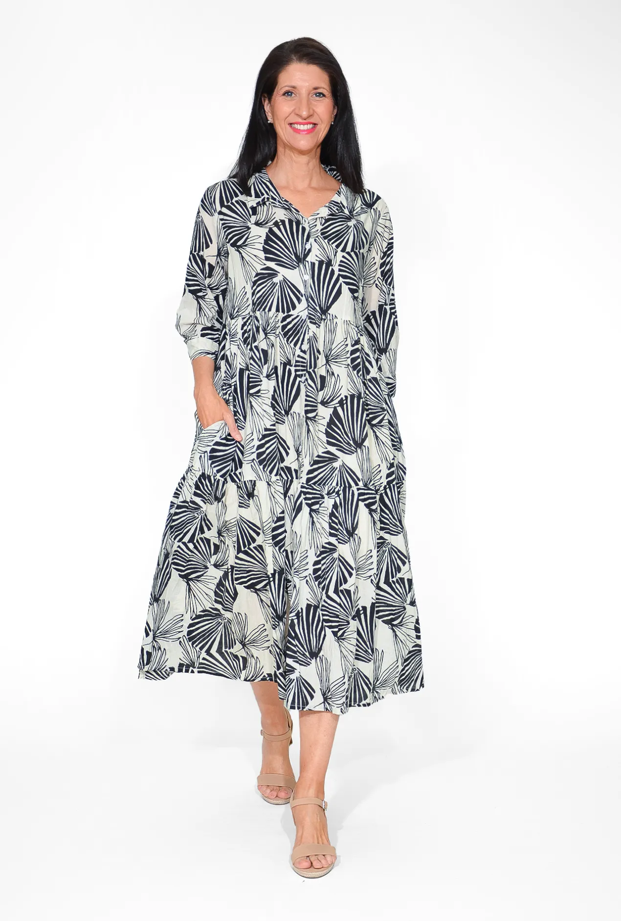 Orientique Francesca Organic Cotton Collar Dress in- Cotton Dresses | Organic Cotton Clothing