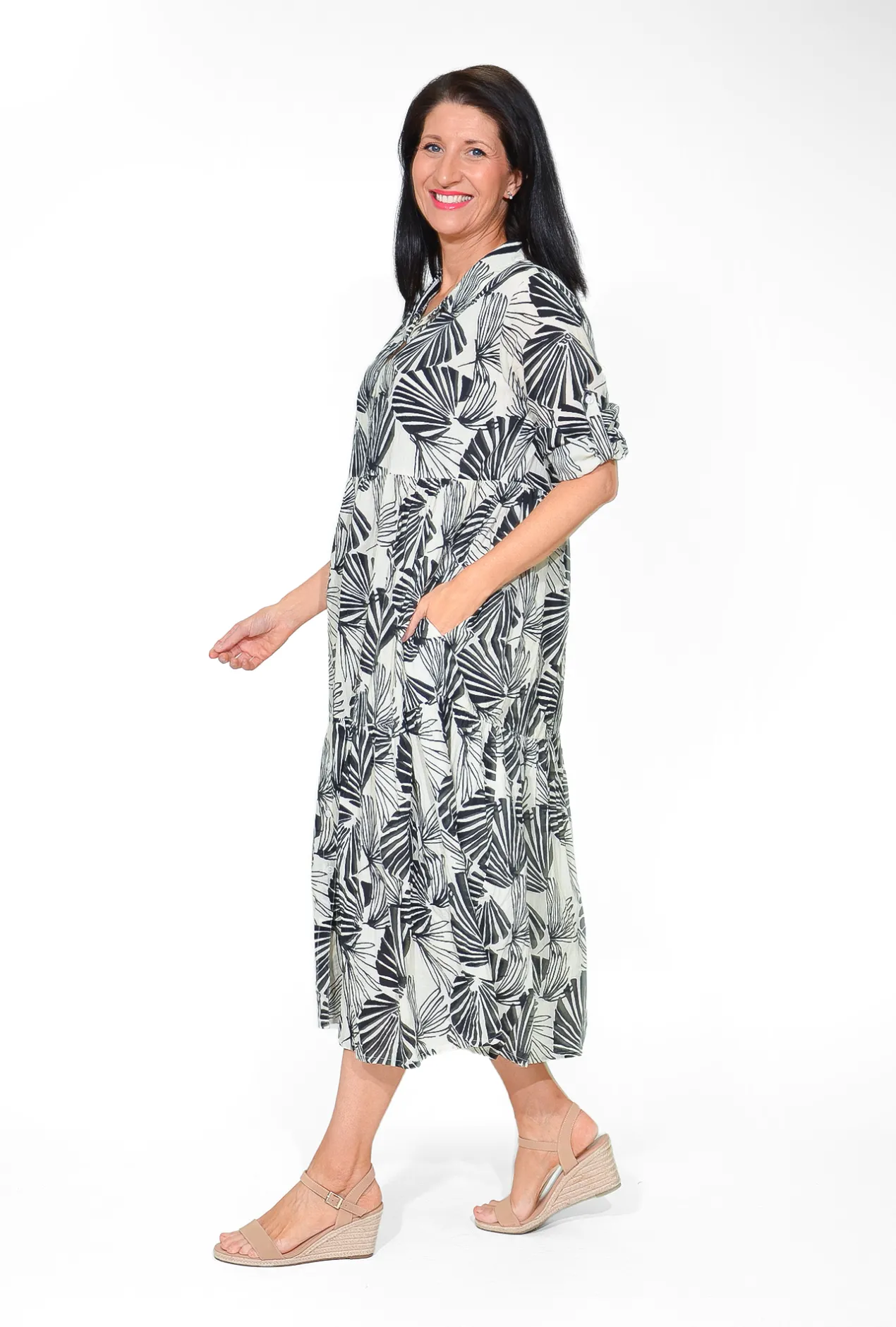 Orientique Francesca Organic Cotton Collar Dress in- Cotton Dresses | Organic Cotton Clothing