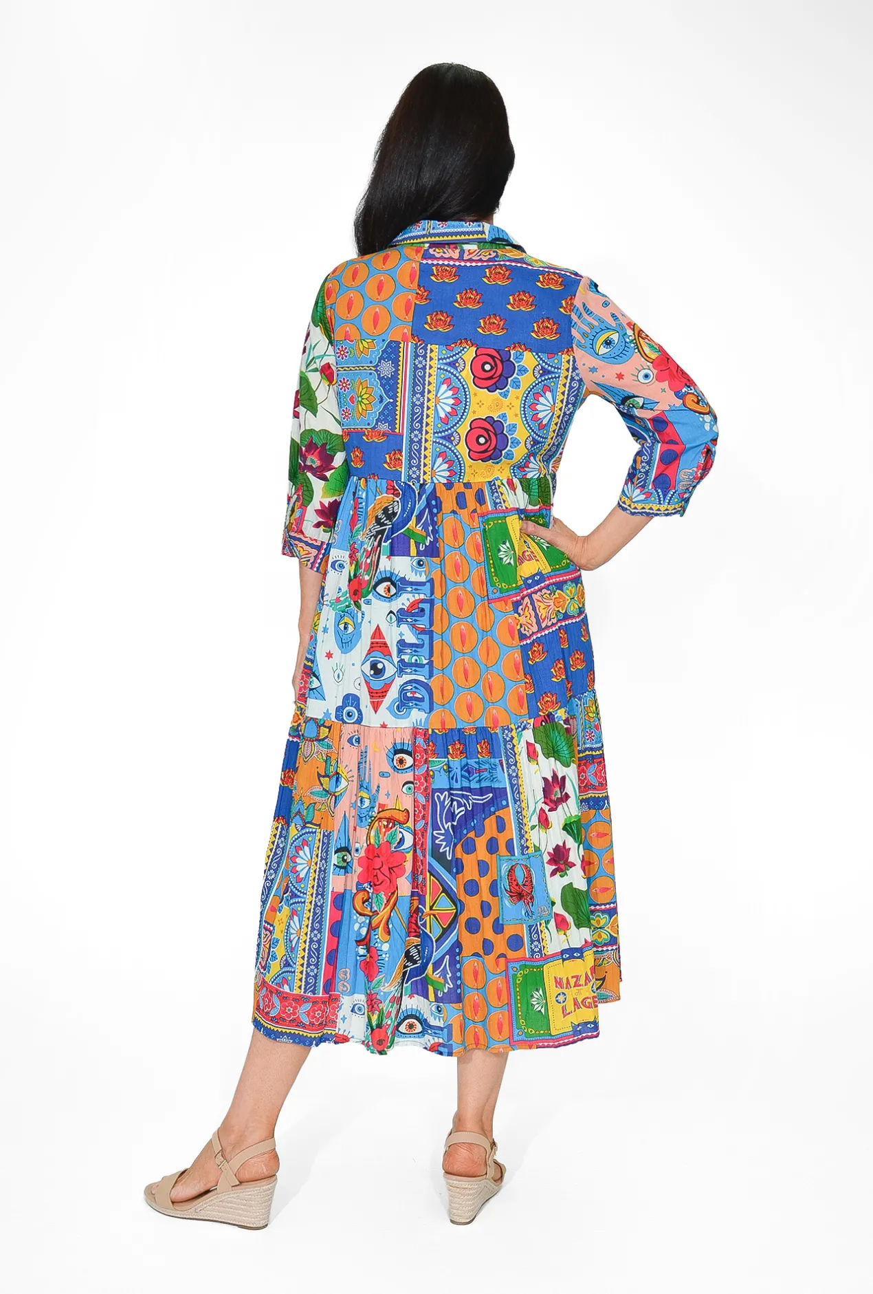 Orientique Francesca Organic Cotton Collar Dress in- Long Sleeved Dresses | Organic Cotton Clothing