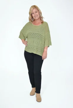 Charlotte The Label Freya Short Sleeve Knit in Sage Green- Knitwear Tops | Short Sleeve Tops