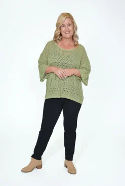 Charlotte The Label Freya Short Sleeve Knit in Sage Green- Knitwear Tops | Short Sleeve Tops