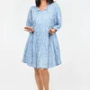 One Summer Genevieve Boho 3/4 Sleeve Cotton Dress in Jewel- Cotton Dresses | Midi Dresses