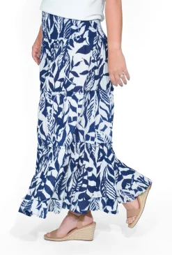 Orientique Georgia Organic Cotton Tiered Maxi Skirt in Navy- Skirts & Short | Organic Cotton Clothing