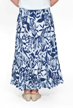 Orientique Georgia Organic Cotton Tiered Maxi Skirt in Navy- Skirts & Short | Organic Cotton Clothing