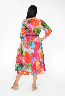 Orientique Glynis Rayon Short Sleeve Midi Dress in- Long Sleeved Dresses | Midi Dresses