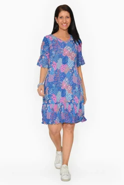 One Summer Harley Rayon Short Sleeve Dress in- Knee Length Dresses | Midi Dresses