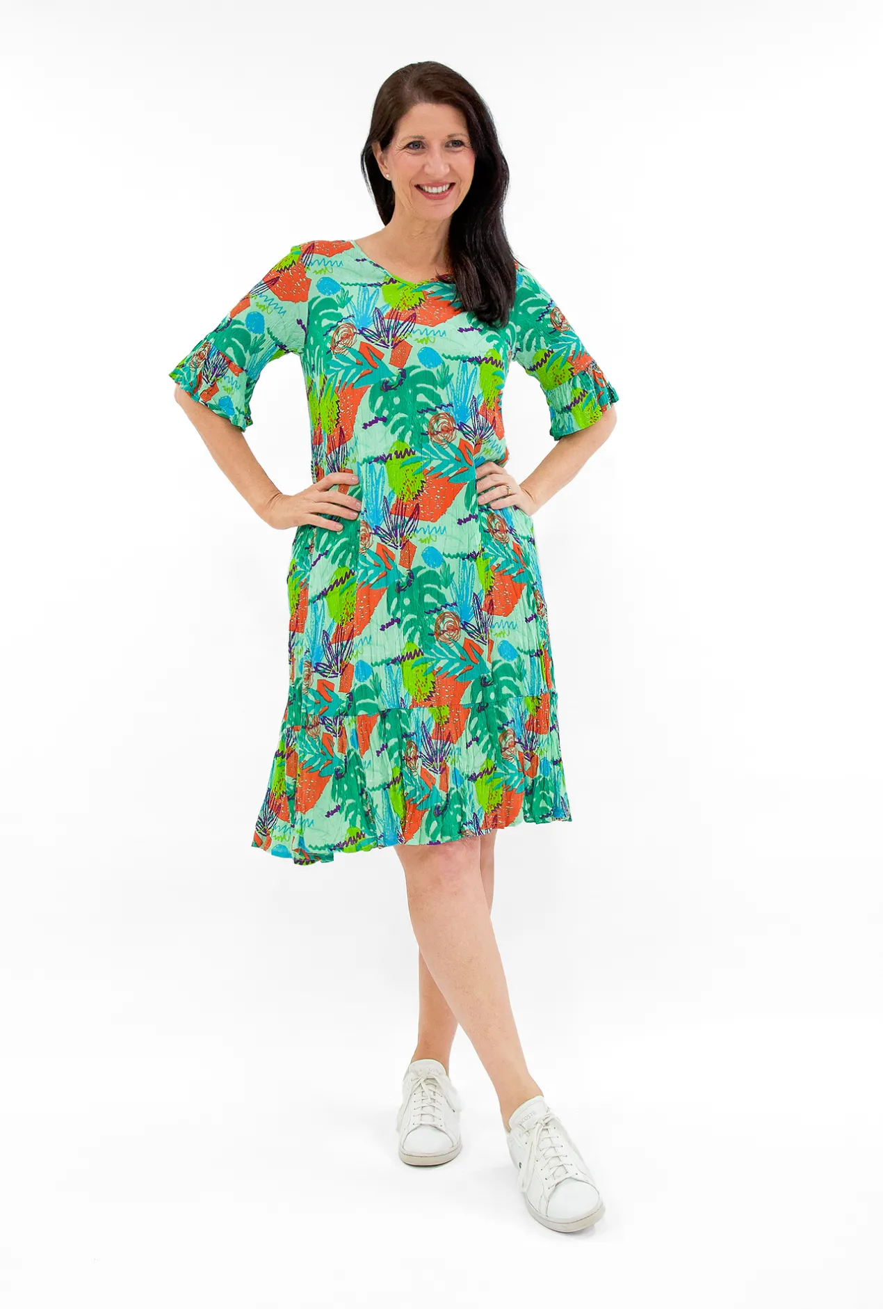 One Summer Harley Rayon Short Sleeve Dress in- Short Sleeved Dresses | Knee Length Dresses