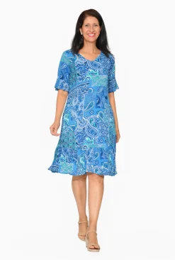 One Summer Harley Rayon Short Sleeve Dress in- Short Sleeved Dresses | Knee Length Dresses