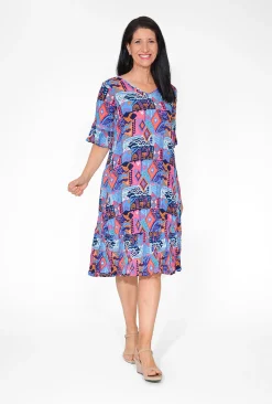 One Summer Harley Rayon Short Sleeve Dress in- Long Sleeved Dresses | Knee Length Dresses