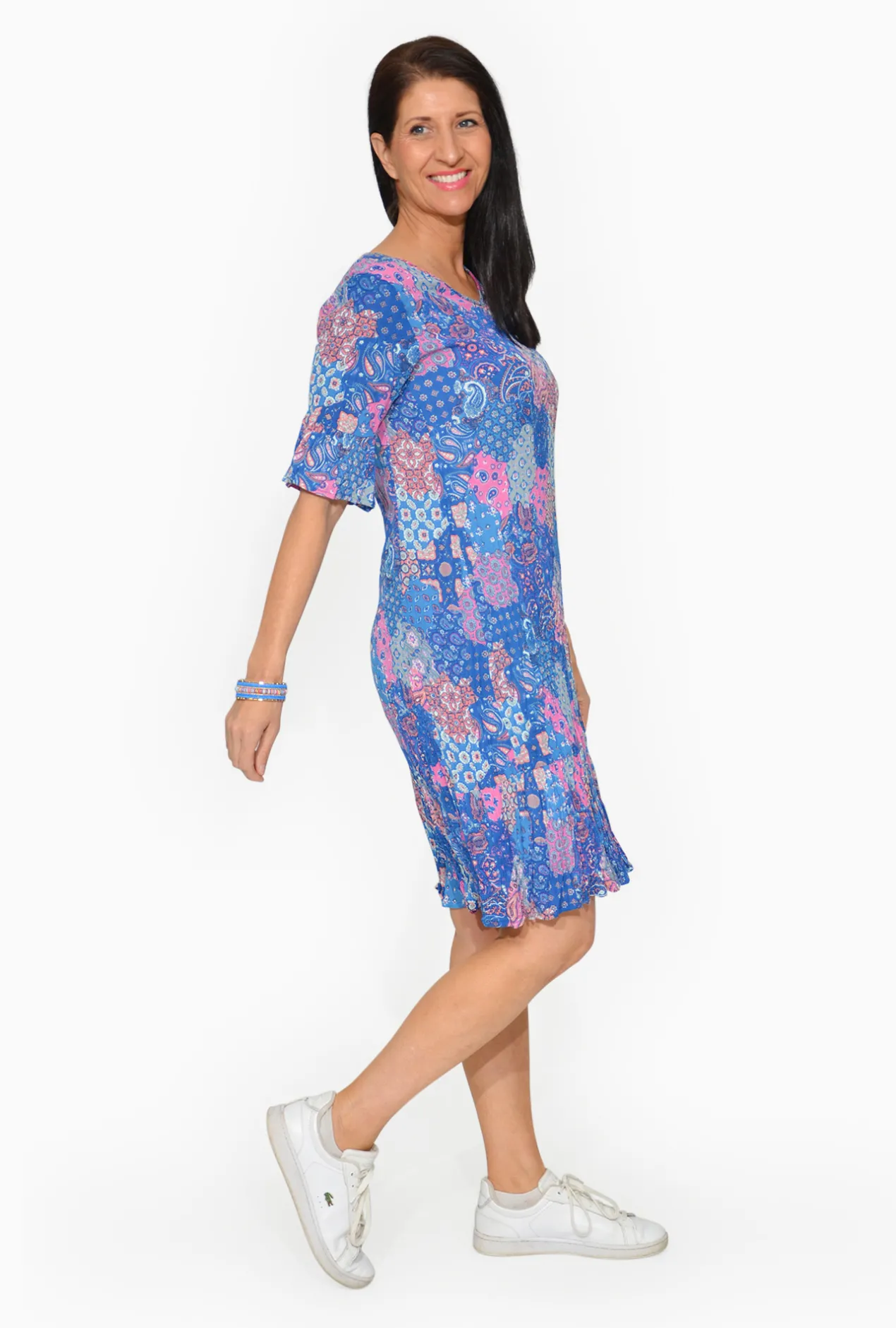 One Summer Harley Rayon Short Sleeve Dress in- Knee Length Dresses | Midi Dresses