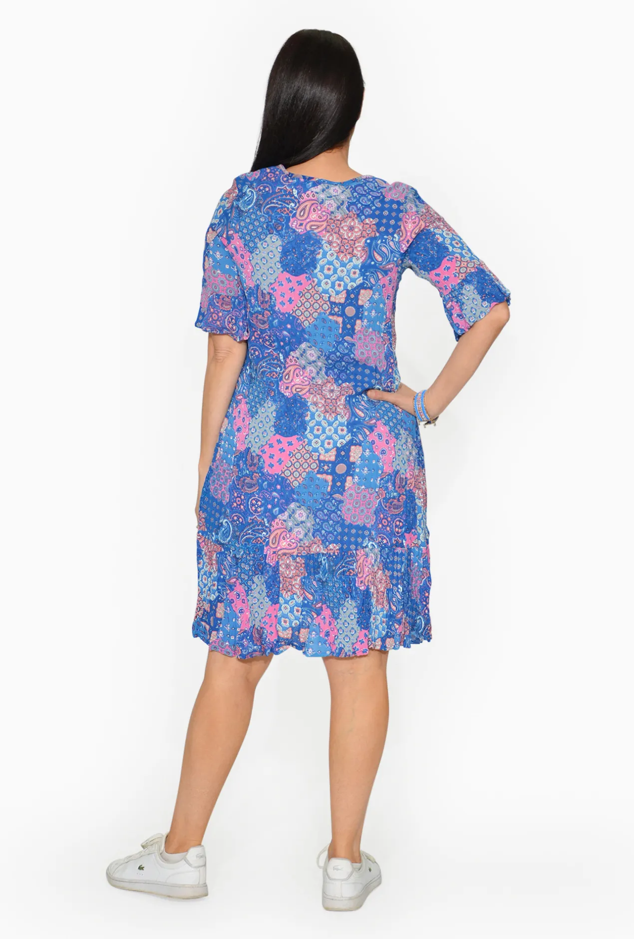 One Summer Harley Rayon Short Sleeve Dress in- Knee Length Dresses | Midi Dresses