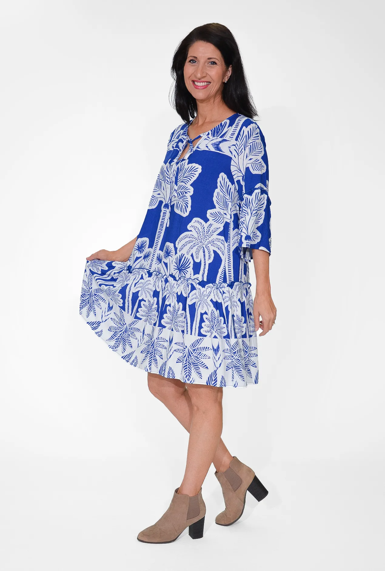 Dreamcatcher Jemima Frill Sleeve Boho Dress in- Long Sleeved Dresses | Knee Length Dresses