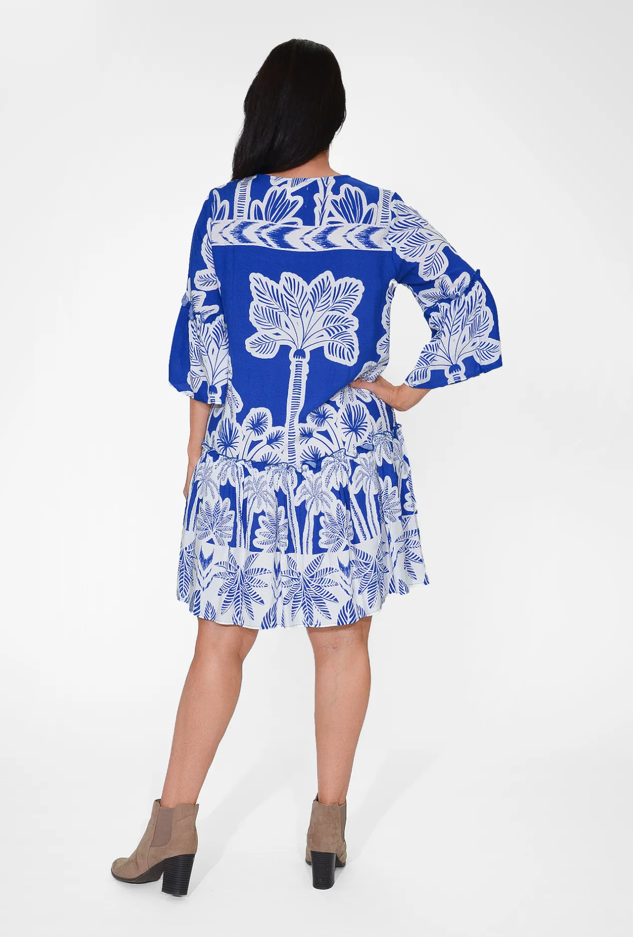 Dreamcatcher Jemima Frill Sleeve Boho Dress in- Long Sleeved Dresses | Knee Length Dresses