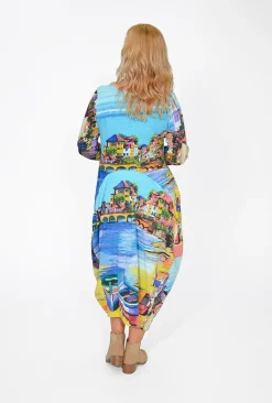 Orientique Jillian Long Sleeve Bubble Midi Dress in- Long Sleeved Dresses | Organic Cotton Clothing