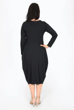 Orientique Jillian Long Sleeve Bubble Midi Dress in- Long Sleeved Dresses | Organic Cotton Clothing