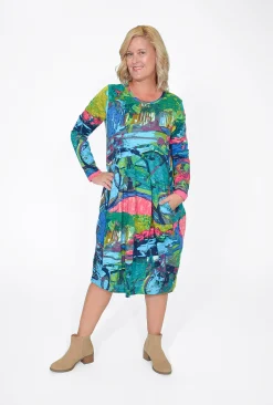 Orientique Josie Long Sleeve Bubble Dress in- Long Sleeved Dresses | Knee Length Dresses
