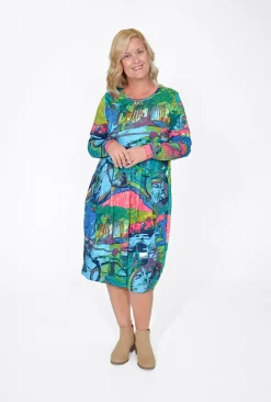 Orientique Josie Long Sleeve Bubble Dress in- Long Sleeved Dresses | Knee Length Dresses