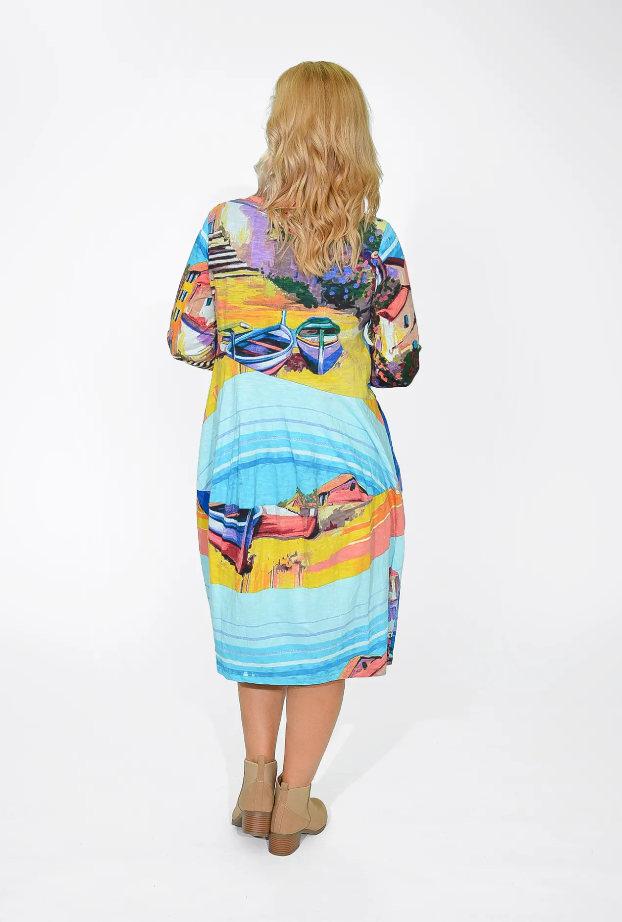 Orientique Josie Long Sleeve Bubble Dress in- Long Sleeved Dresses | Knee Length Dresses