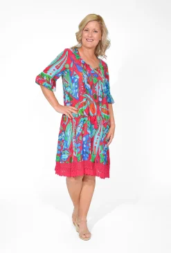 One Summer Julia Cotton Boho Tunic Dress in- Long Sleeved Dresses | Knee Length Dresses