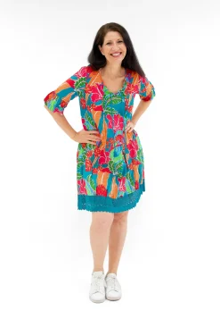 One Summer Julia Cotton Boho Tunic Dress in- Short Sleeved Dresses | Cotton Dresses