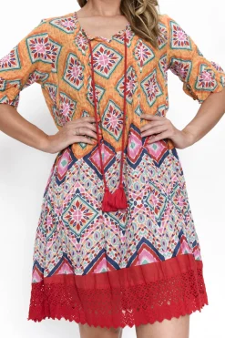 One Summer Julia Cotton Boho Tunic Dress in- Knee Length Dresses | Above Knee Dresses