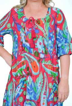 One Summer Julia Cotton Boho Tunic Dress in- Long Sleeved Dresses | Knee Length Dresses