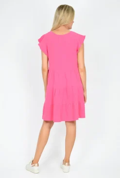 Sass Kayla Flutter Sleeve Cheesecloth Dress in- Above Knee Dresses | Sleeveless Dresses