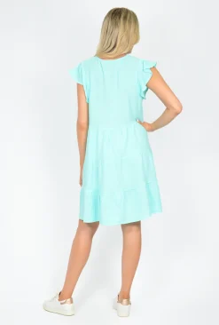 Sass Kayla Flutter Sleeve Cheesecloth Dress in- Above Knee Dresses | Sleeveless Dresses