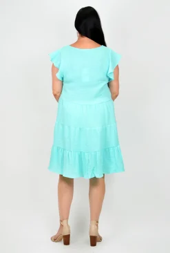 Sass Kayla Flutter Sleeve Cheesecloth Dress in- Above Knee Dresses | Sleeveless Dresses