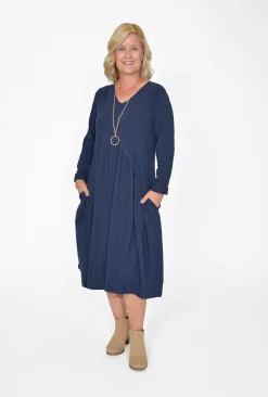 Orientique Kelsey Midi Peak Dress in- Long Sleeved Dresses | Organic Cotton Clothing