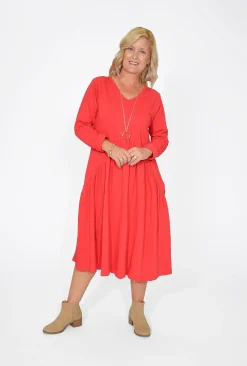 Orientique Kelsey Midi Peak Dress in- Long Sleeved Dresses | Organic Cotton Clothing
