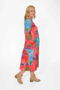 Orientique Kelsey Midi Peak Dress in- Long Sleeved Dresses | Organic Cotton Clothing