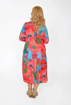 Orientique Kelsey Midi Peak Dress in- Long Sleeved Dresses | Organic Cotton Clothing
