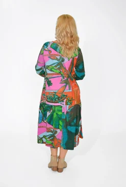 Orientique Kelsey Midi Peak Dress in- Long Sleeved Dresses | Organic Cotton Clothing