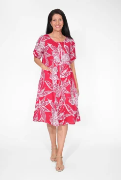 One Summer Kimmy Cotton Smock Midi Dress in- Long Sleeved Dresses | Knee Length Dresses