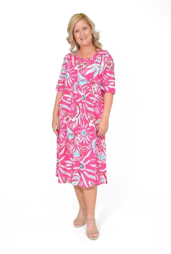 One Summer Kimmy Cotton Smock Midi Dress in- Short Sleeved Dresses | Cotton Dresses