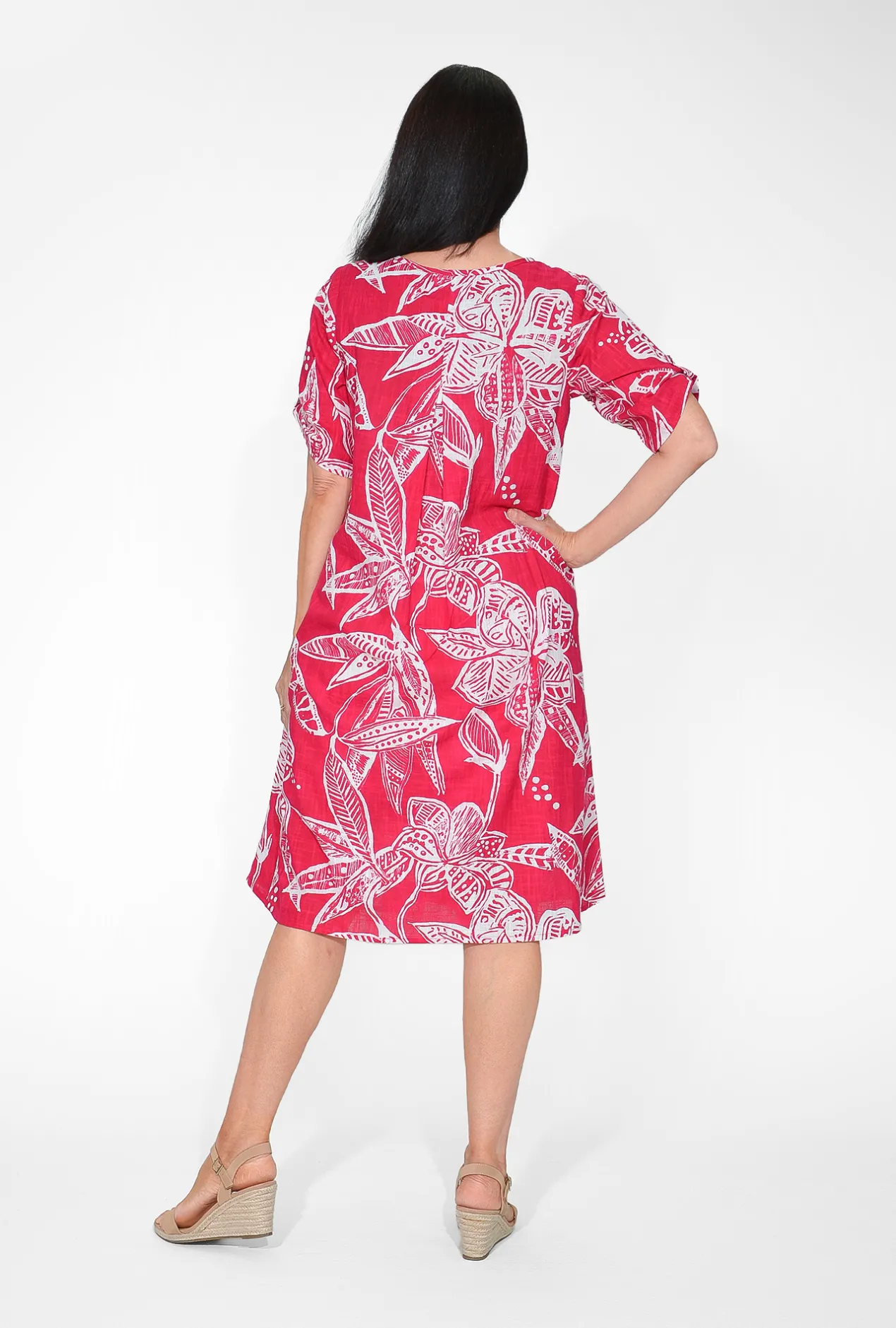 One Summer Kimmy Cotton Smock Midi Dress in- Long Sleeved Dresses | Knee Length Dresses