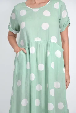 One Summer Kimmy Spot Smock Pocket Midi Dress in- Knee Length Dresses | Midi Dresses