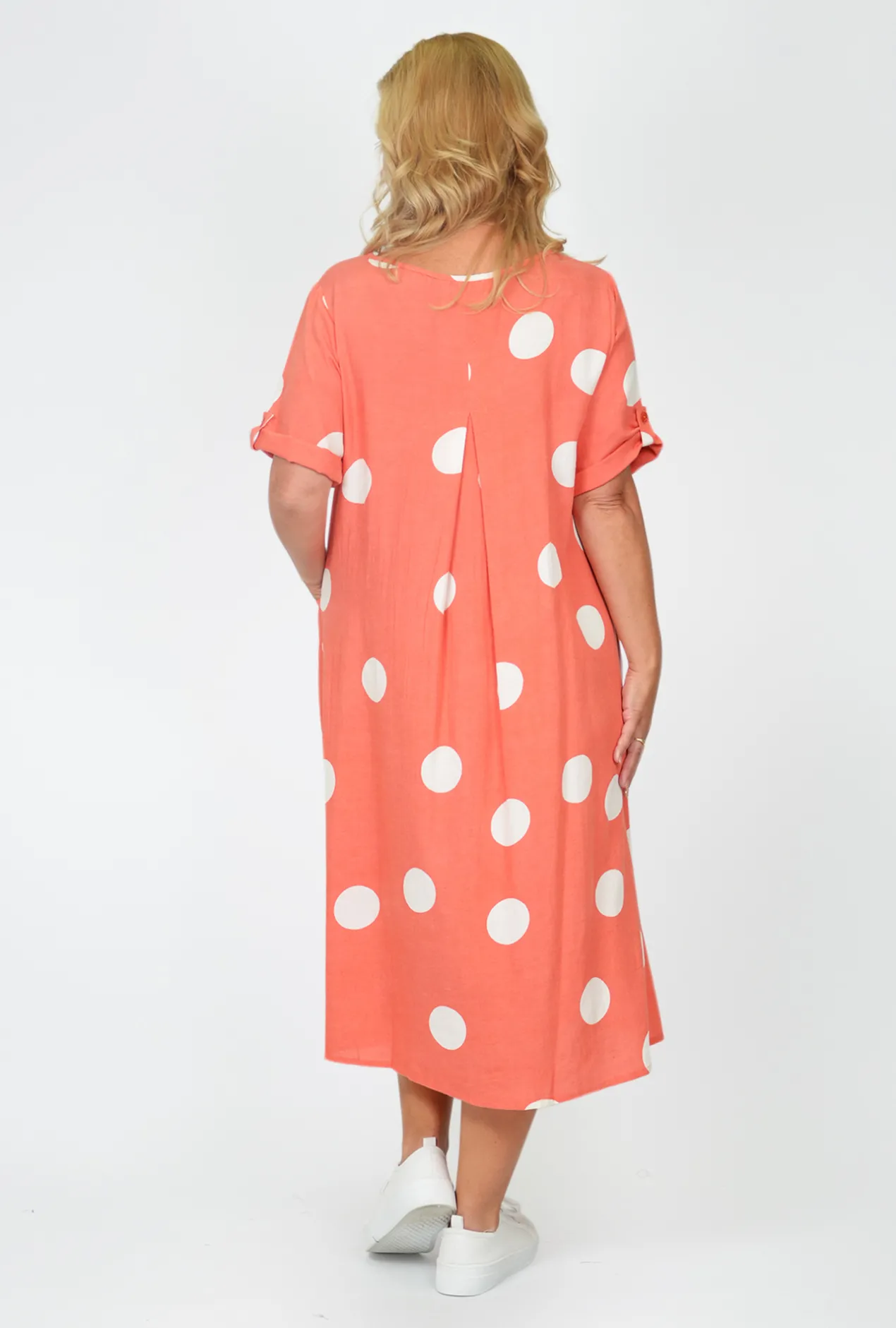 One Summer Kimmy Spot Smock Pocket Midi Dress in- Cotton Dresses | Organic Cotton Clothing