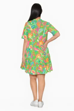 Orientique Lacey Organic Cotton Frill Sleeve Dress in- Short Sleeved Dresses | Cotton Dresses