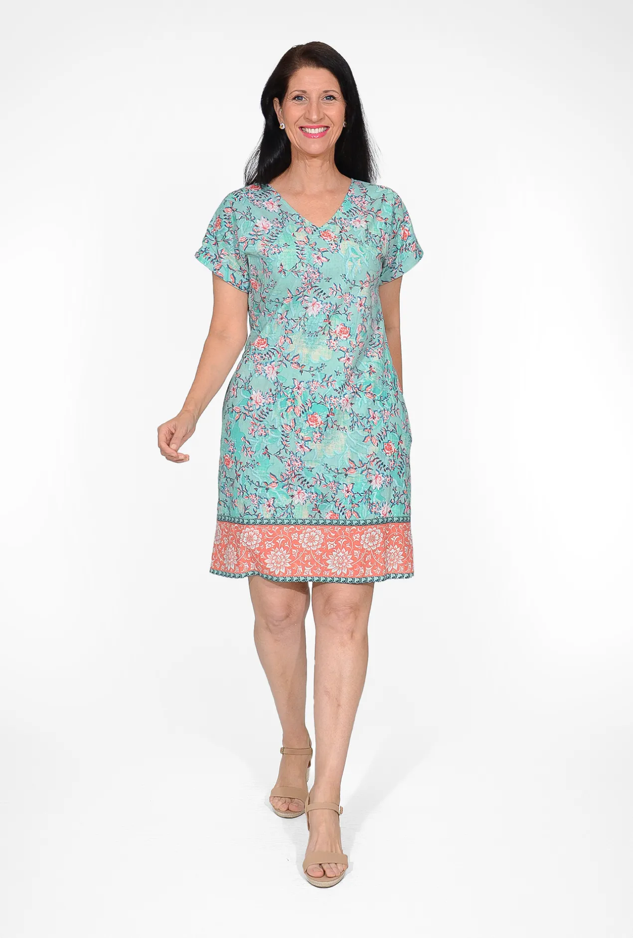 Orientique Layla Reversible Organic Cotton Shift Dress in- Short Sleeved Dresses | Cotton Dresses